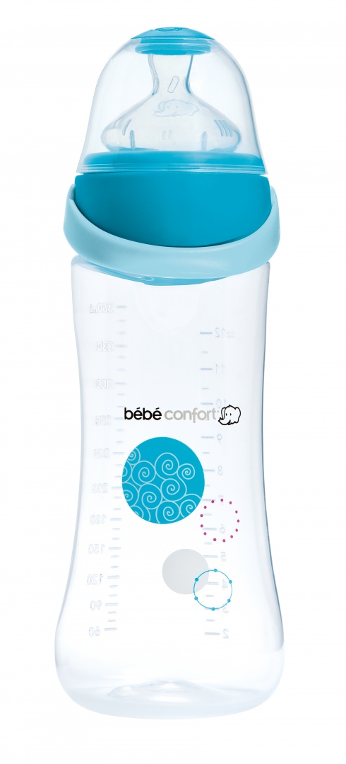 Бутылочка Bebe Confort EasyClip 360 мл. 6-24 мес.голубая, силикон, S2