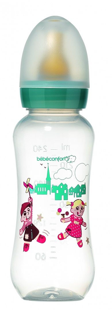 Бутылочка Bebe Confort пластиковая CLASSIC 240 мл, соска латекс, 0-12 м, S1